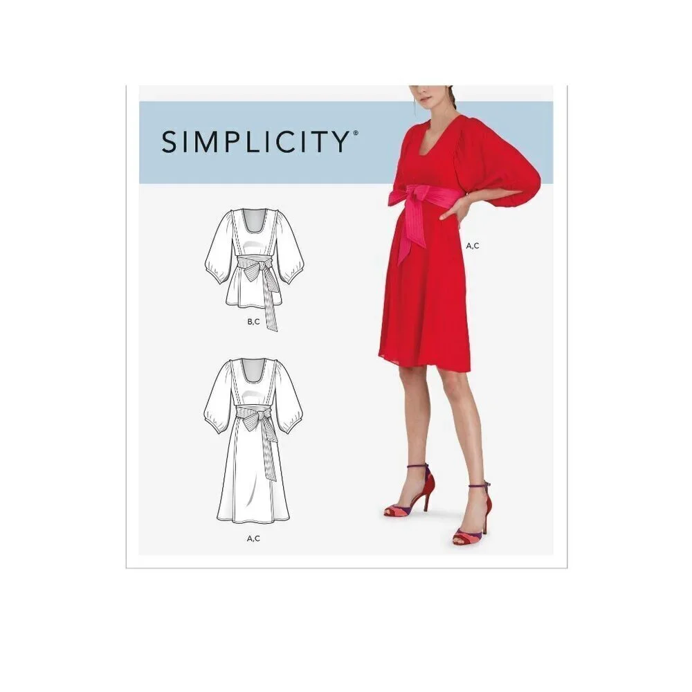 Simplicity Sewing Pattern 9098‎ CYNTHIA ROWLEY Dress Top Belt Misses Size 6-12